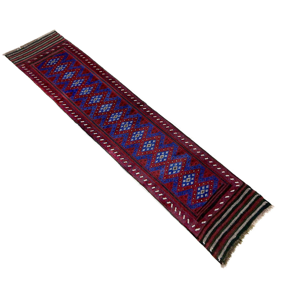 Deep Red Afghan Mashwani Rug 1' 11" x 8' 3" Hand-Knotted | No. AL96861