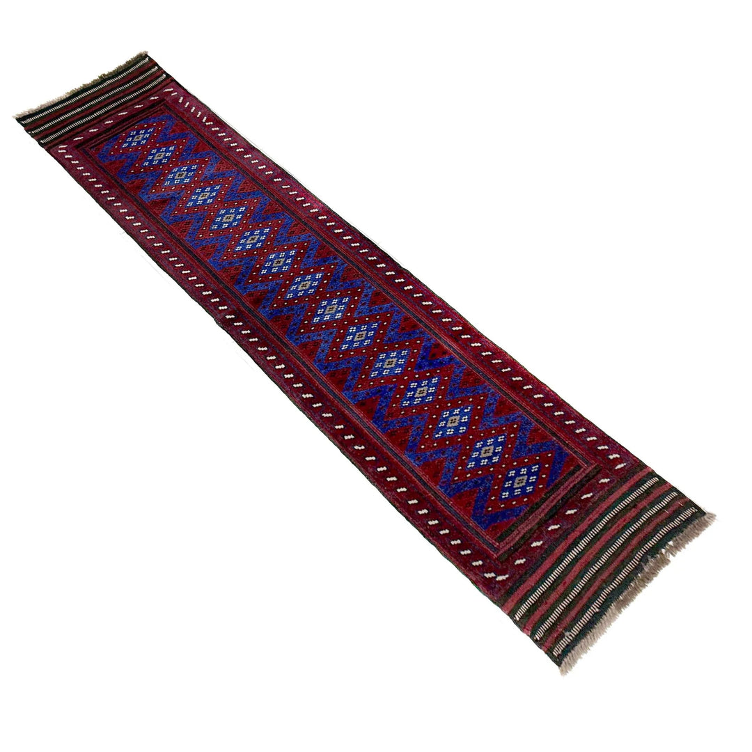 Deep Red Afghan Mashwani Rug 1' 11" x 8' 3" Hand-Knotted | No. AL96861