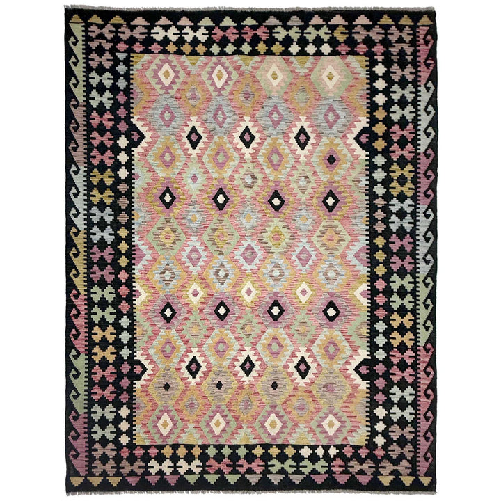Afghan Vegetable Kilim Rug 6' 8" x 9' 8" Flat-Weave | No. AL96935
