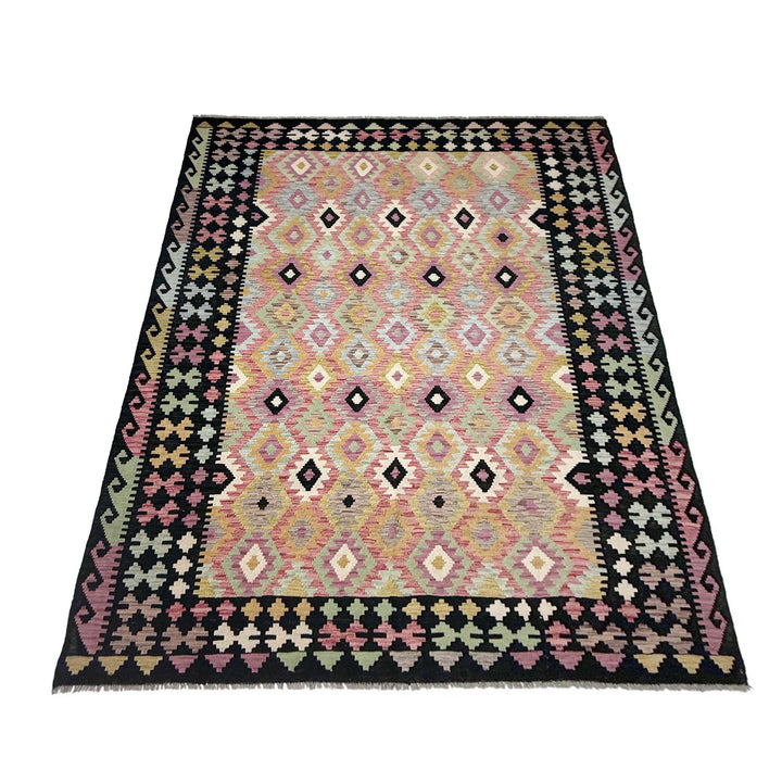 Afghan Vegetable Kilim Rug 6' 8" x 9' 8" Flat-Weave | No. AL96935