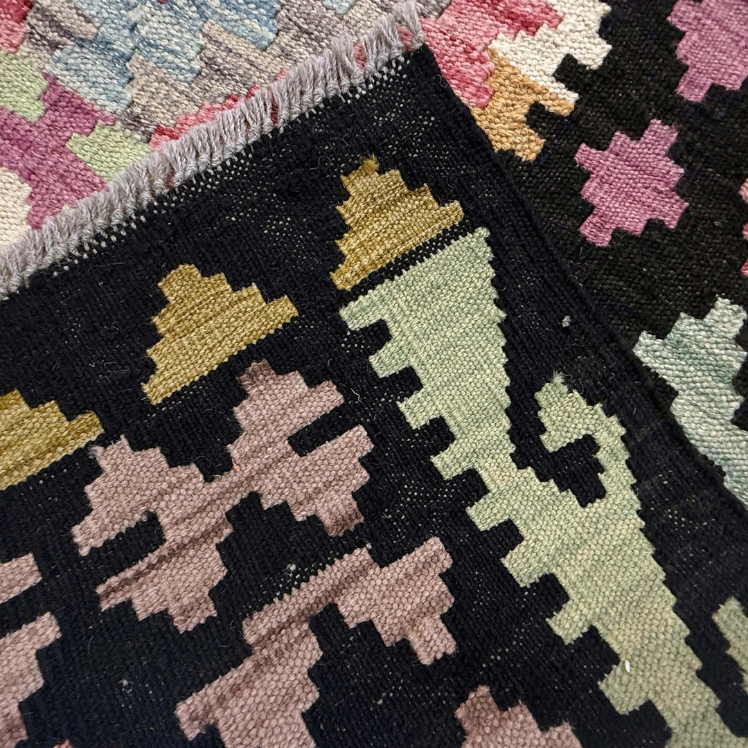 Afghan Vegetable Kilim Rug 6' 8" x 9' 8" Flat-Weave | No. AL96935