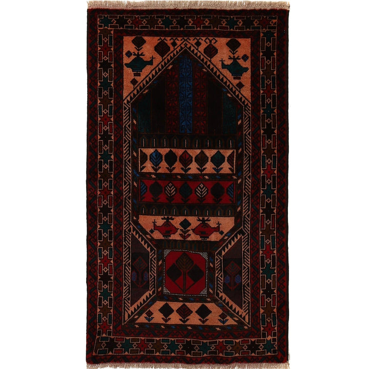 Afghan Prayer Rug 2' 10" x 5' 0" Hand-Knotted | No. AL96955