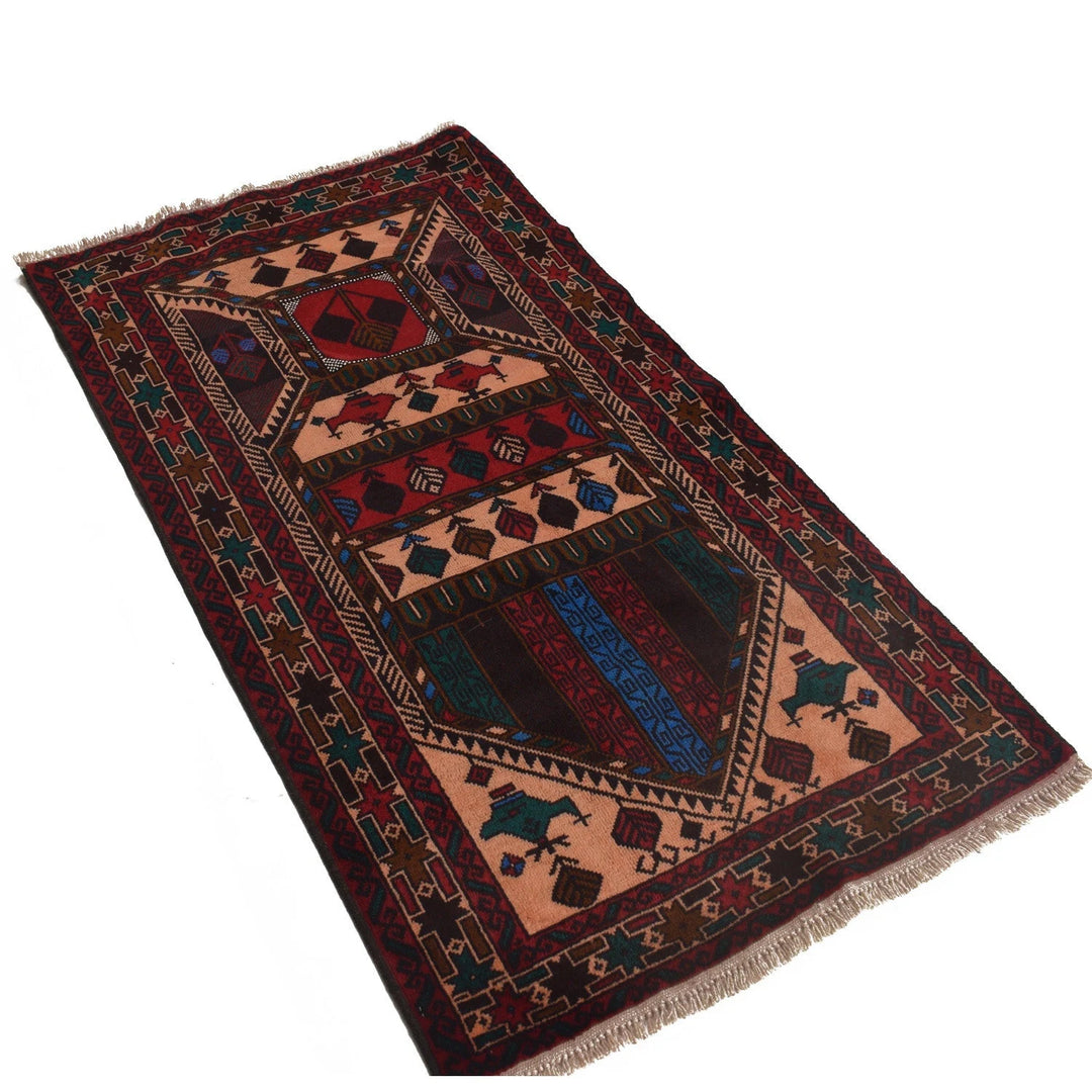 Afghan Prayer Rug 2' 10" x 5' 0" Hand-Knotted | No. AL96955