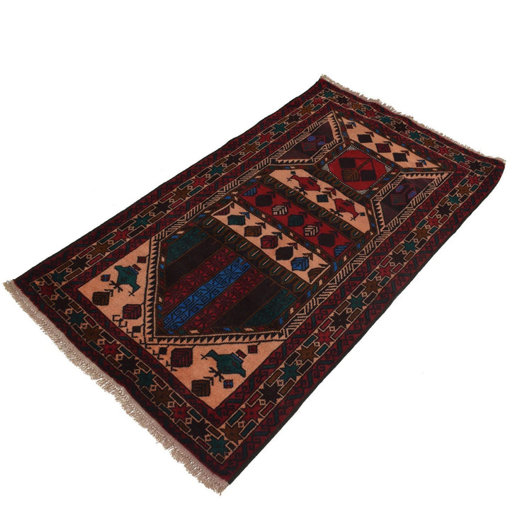Afghan Prayer Rug 2' 10" x 5' 0" Hand-Knotted | No. AL96955
