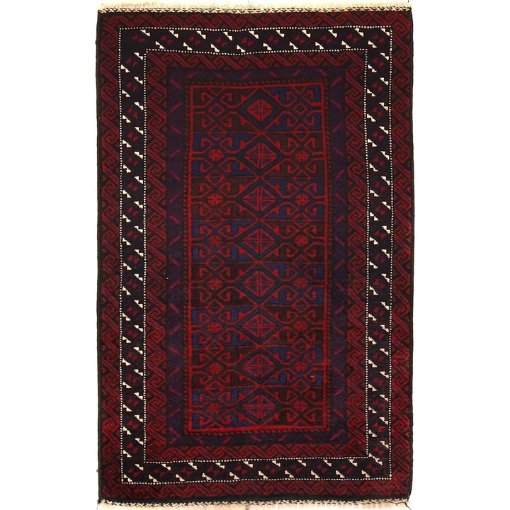 Afghan Baluchi Rug 2' 7" x 4' 1" Hand-Knotted | No. AL96973