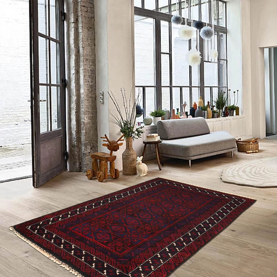 Afghan Baluchi Rug 2' 7" x 4' 1" Hand-Knotted | No. AL96973