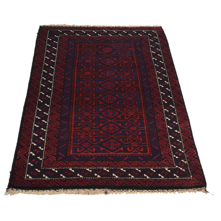 Afghan Baluchi Rug 2' 7" x 4' 1" Hand-Knotted | No. AL96973