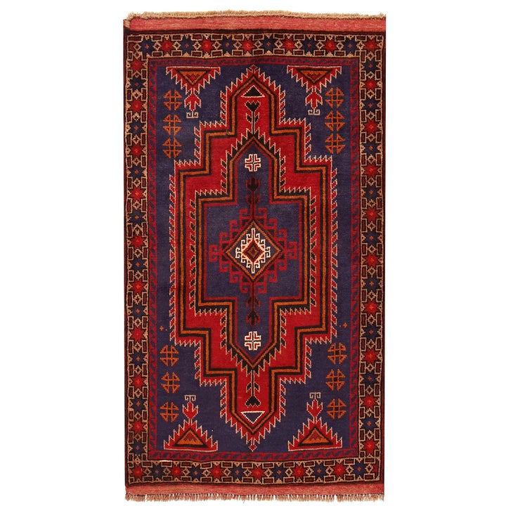 Navy Afghan Baluchi Rug 2' 11" x 4' 9" Hand-Knotted | No. AL97024