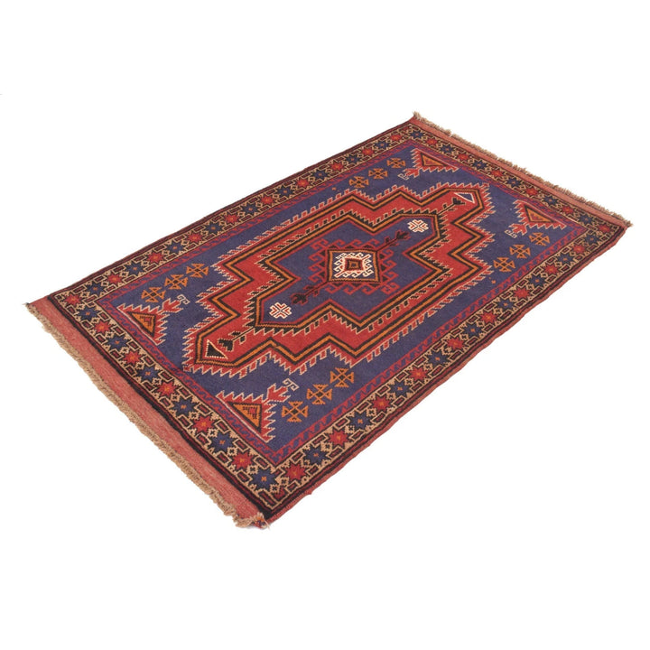 Navy Afghan Baluchi Rug 2' 11" x 4' 9" Hand-Knotted | No. AL97024