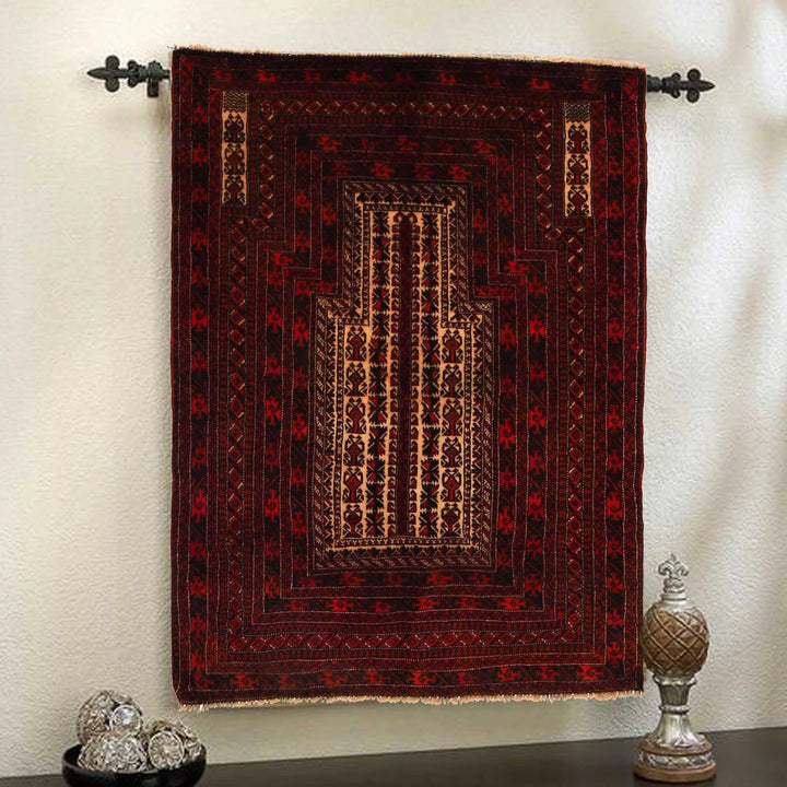 Afghan Prayer Rug 3' 5" x 4' 8" Hand-Knotted | No. AL97092
