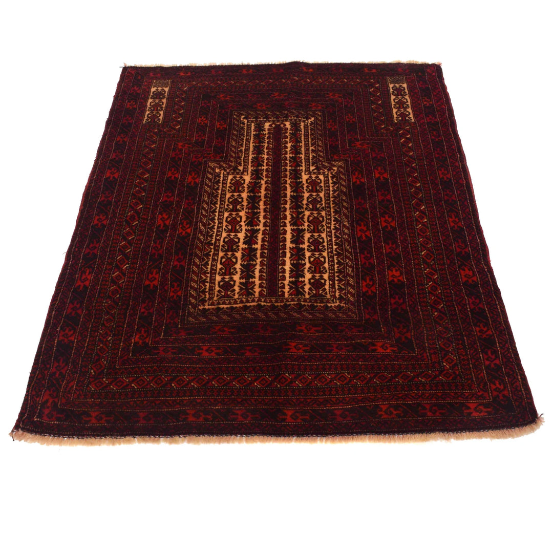 Afghan Prayer Rug 3' 5" x 4' 8" Hand-Knotted | No. AL97092