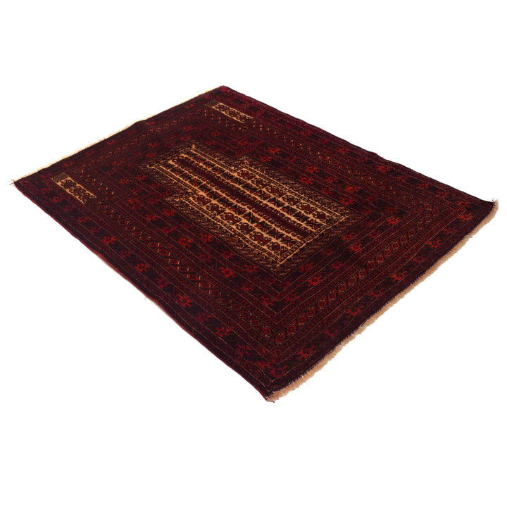 Afghan Prayer Rug 3' 5" x 4' 8" Hand-Knotted | No. AL97092