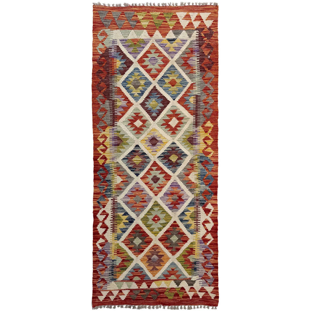 Afghan Vegetable Kilim Rug 2' 5" x 6' 3" Flat-Weave | No. AL97115
