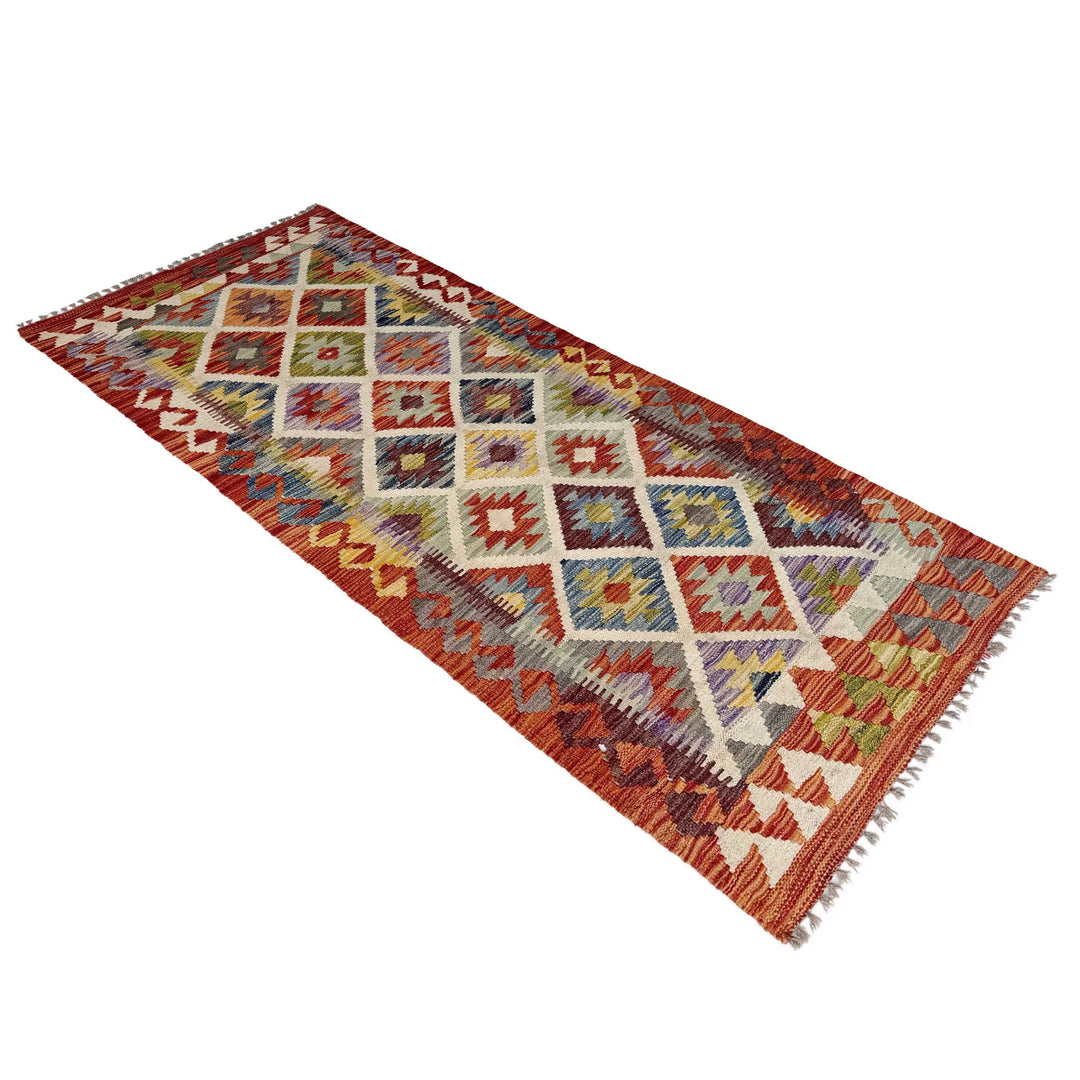 Afghan Vegetable Kilim Rug 2' 5" x 6' 3" Flat-Weave | No. AL97115