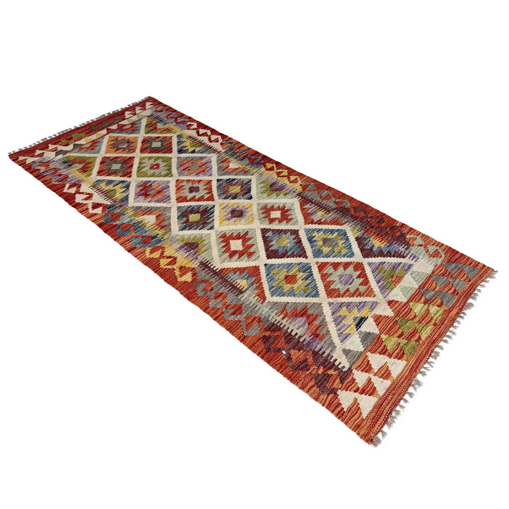 Afghan Vegetable Kilim Rug 2' 5" x 6' 3" Flat-Weave | No. AL97115
