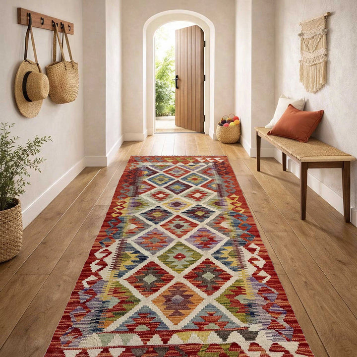 Afghan Vegetable Kilim Rug 2' 5" x 6' 3" Flat-Weave | No. AL97115