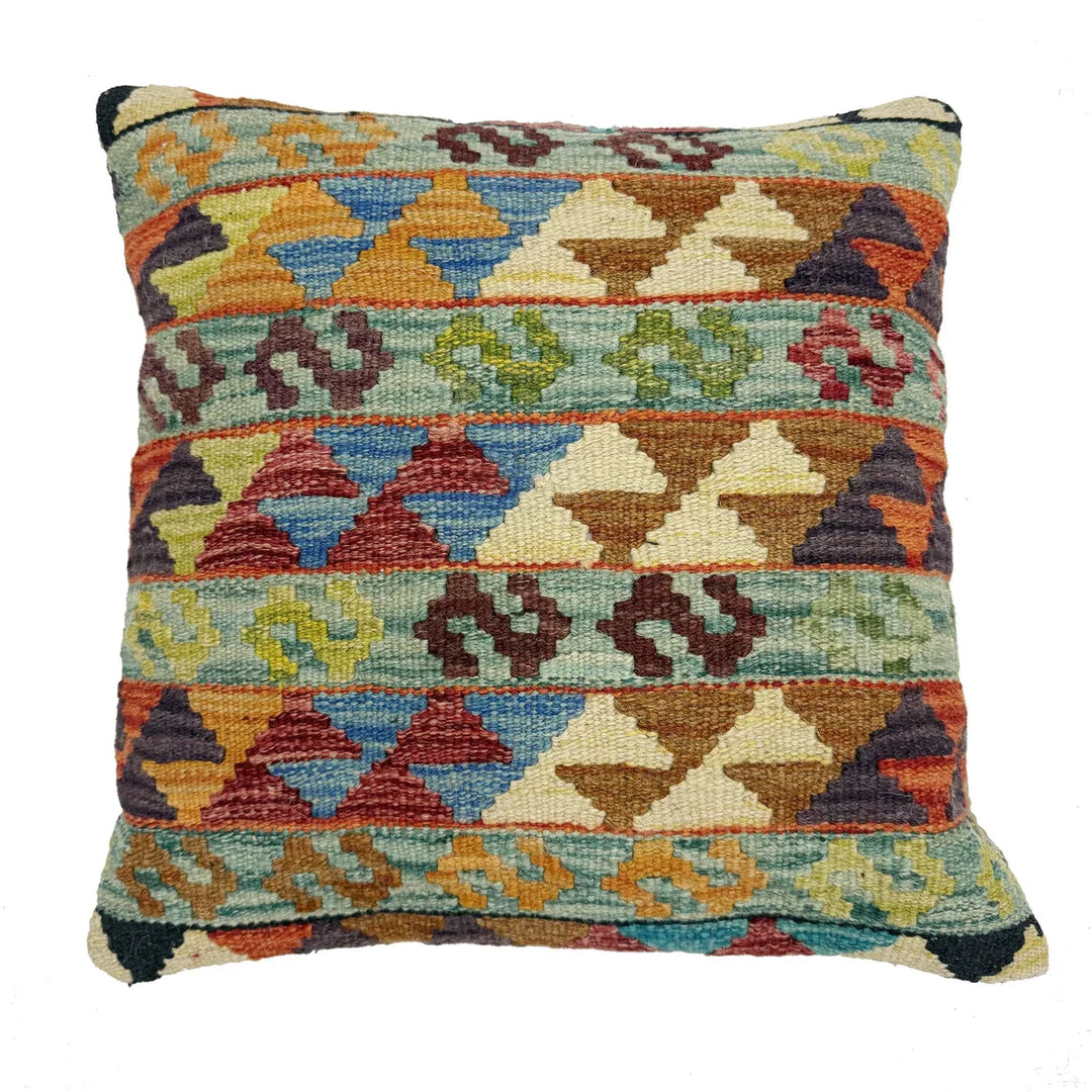 Afghan Kilim Cushion 1' 5" x 1' 5" Flat-Weave | No. AL971968