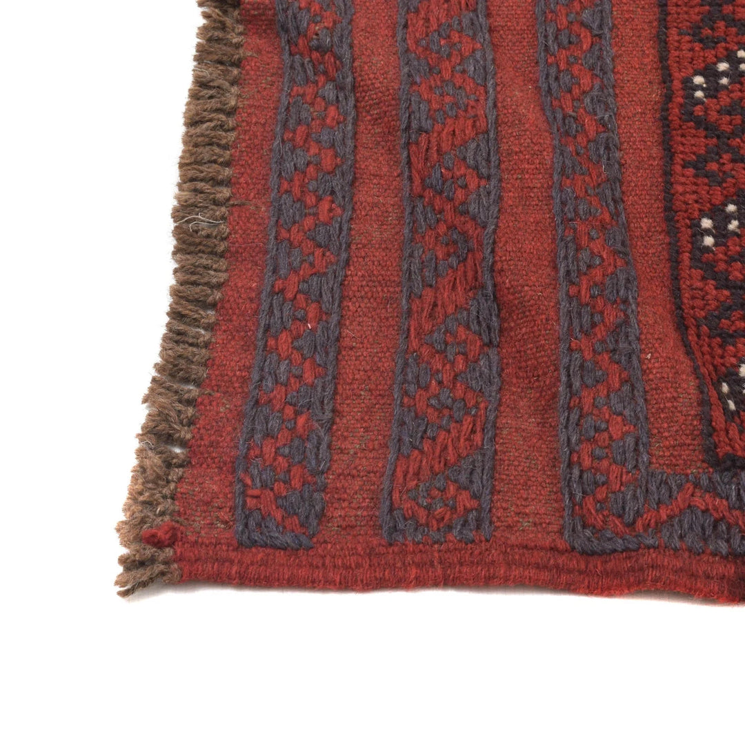Red Afghan Mashwani Rug 1' 8" x 7' 7" Hand-Knotted | No. AL97232
