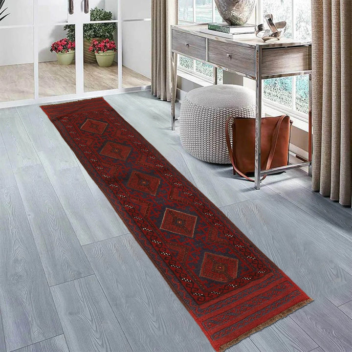 Red Afghan Mashwani Rug 1' 8" x 7' 7" Hand-Knotted | No. AL97232