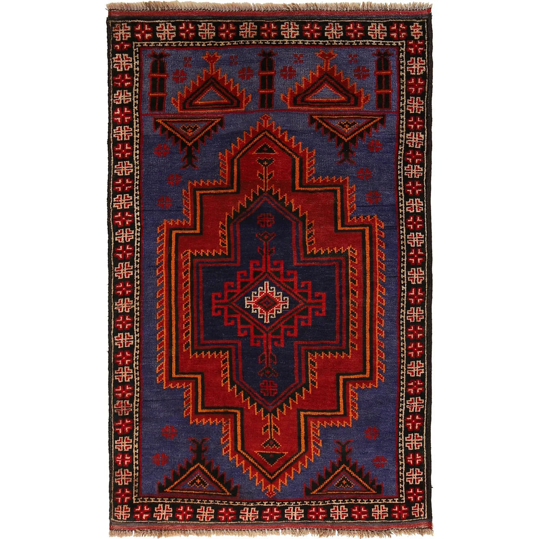 Afghan Baluchi Rug 2' 10" x 4' 8" Hand-Knotted | No. AL97315