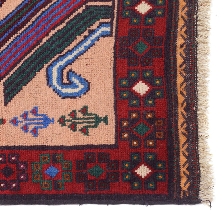 Afghan Baluchi Rug 2' 11" x 4' 10" Hand-Knotted | No. AL97381