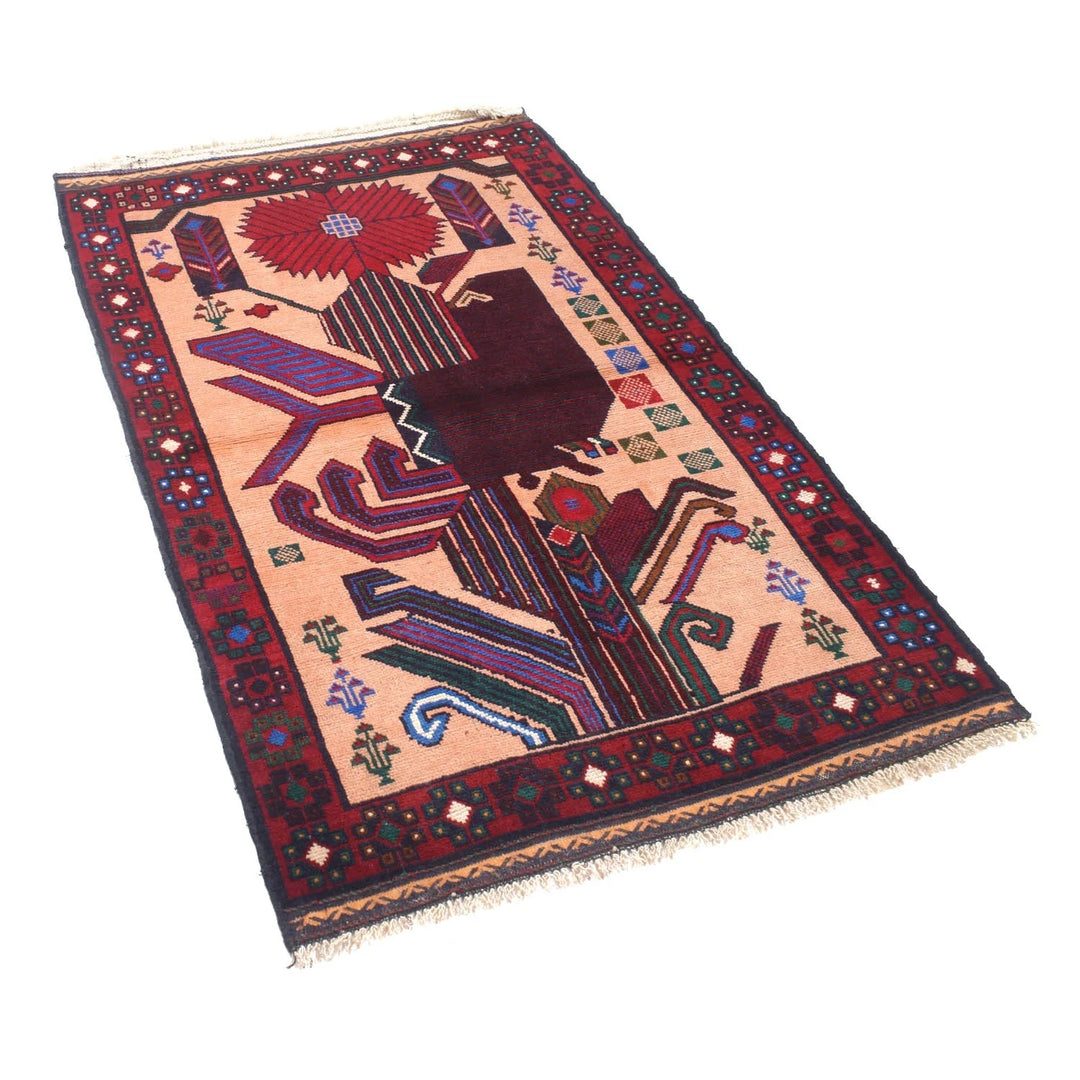 Afghan Baluchi Rug 2' 11" x 4' 10" Hand-Knotted | No. AL97381