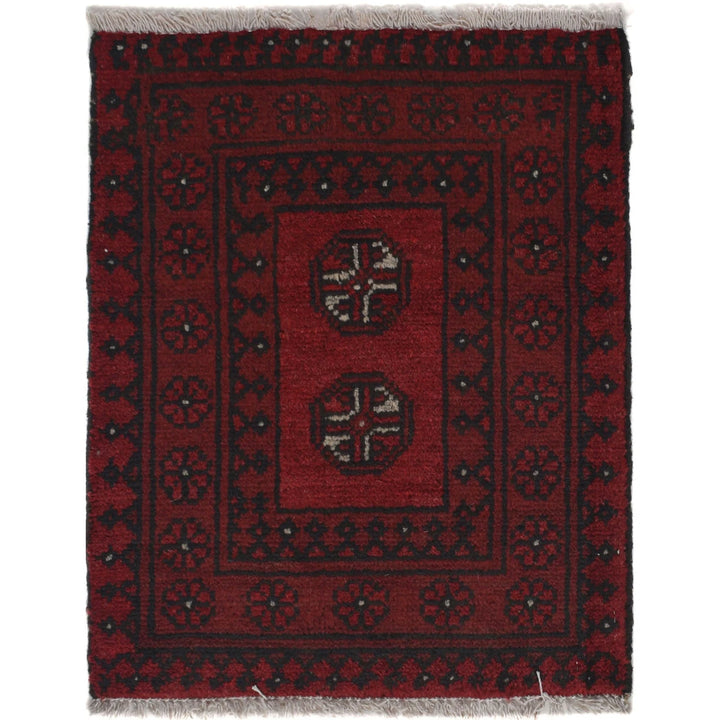 Red Afghan Oriental Rug 1' 7" x 2' 0" Hand-Knotted | No. AL97427