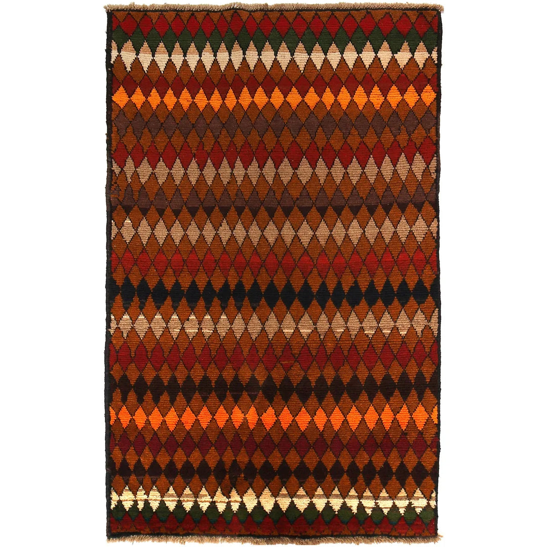 Afghan Baluchi Rug 3' 8" x 6' 1" Hand-Knotted | No. AL97501
