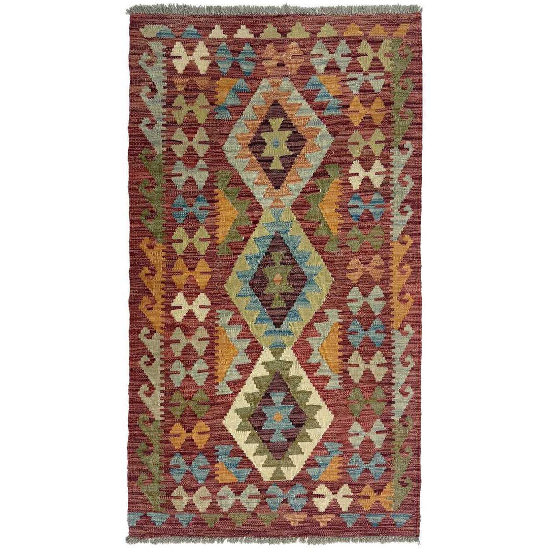 Afghan Kilim Rug 2' 10" x 4' 11" Hand-Woven | No. AL97612