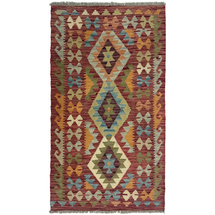 Afghan Kilim Rug 2' 10" x 4' 11" Hand-Woven | No. AL97612
