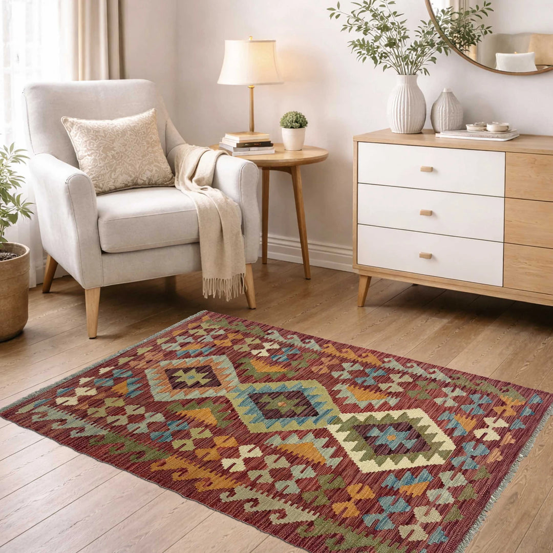 Afghan Kilim Rug 2' 10" x 4' 11" Hand-Woven | No. AL97612