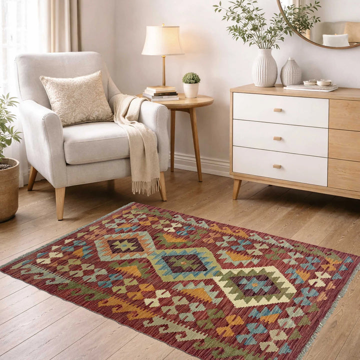 Afghan Kilim Rug 2' 10" x 4' 11" Hand-Woven | No. AL97612