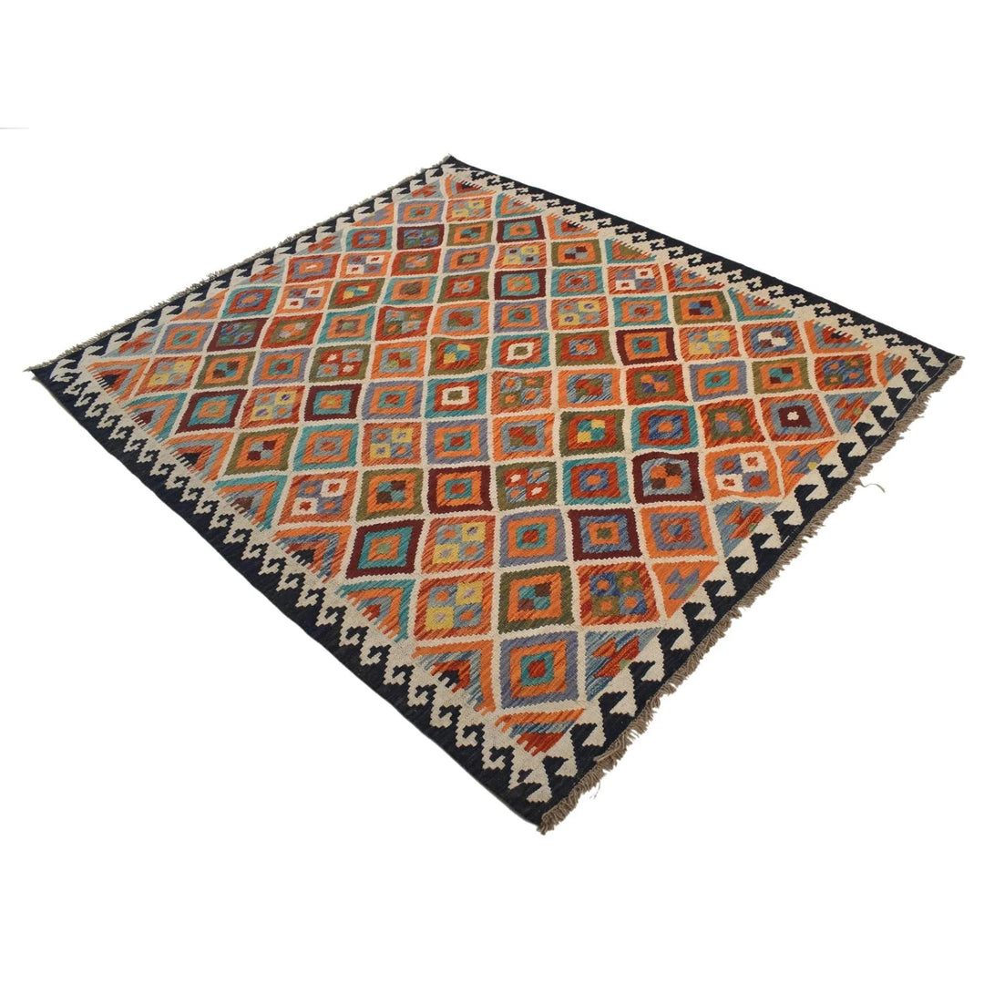 Afghan Kilim Rug 5' 1" x 5' 9" Flat-Weave | No. AL97782