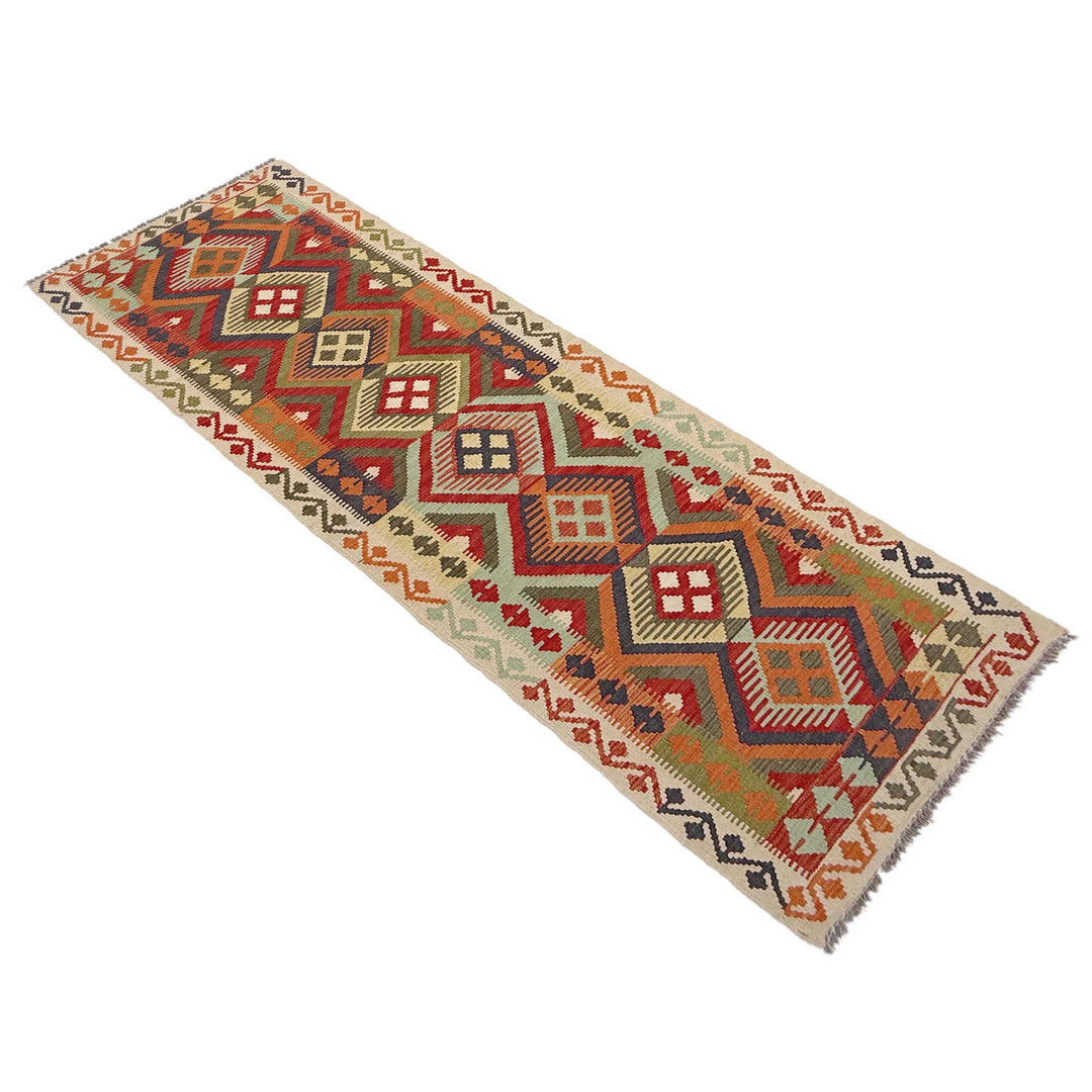 Afghan Vegetable Kilim Rug 2' 7" x 9' 6" Flat-Weave | No. AL97809