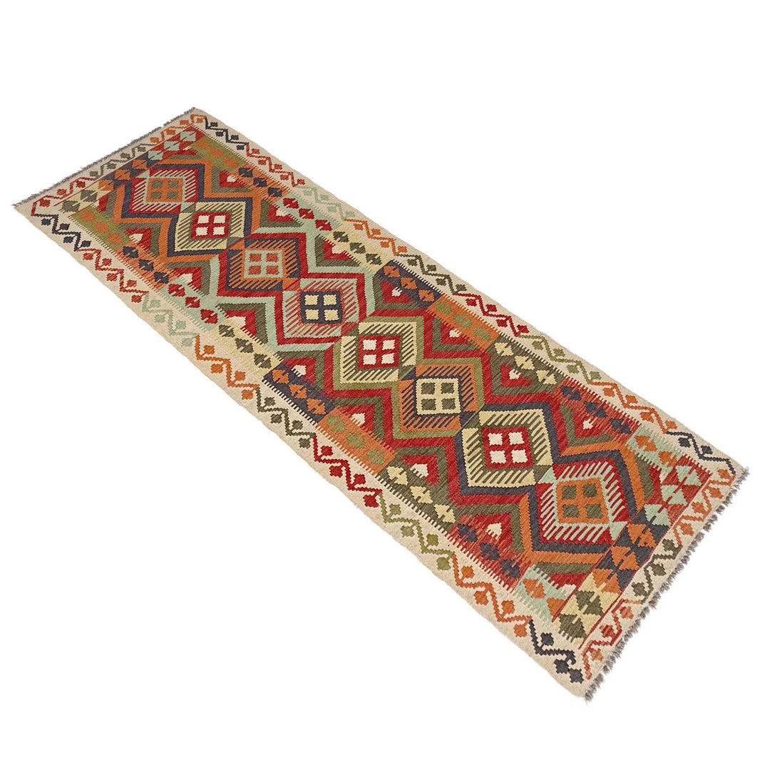Afghan Vegetable Kilim Rug 2' 7" x 9' 6" Flat-Weave | No. AL97809