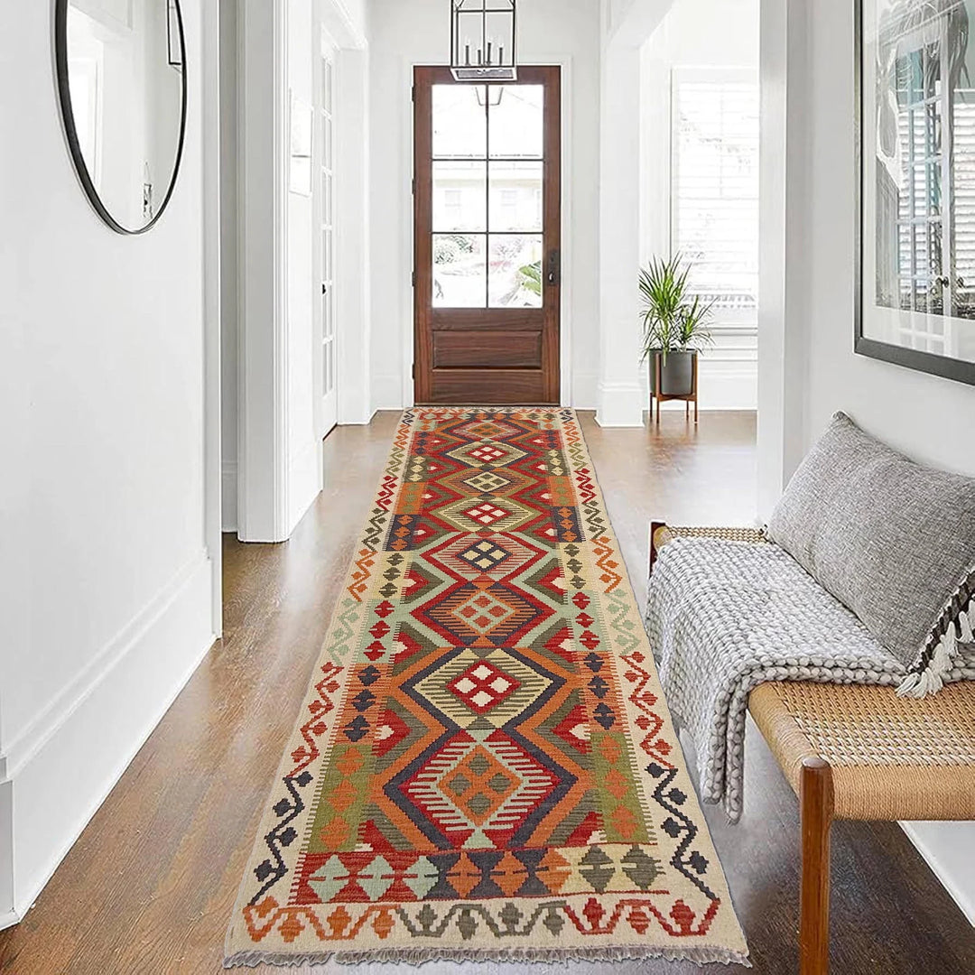 Afghan Vegetable Kilim Rug 2' 7" x 9' 6" Flat-Weave | No. AL97809