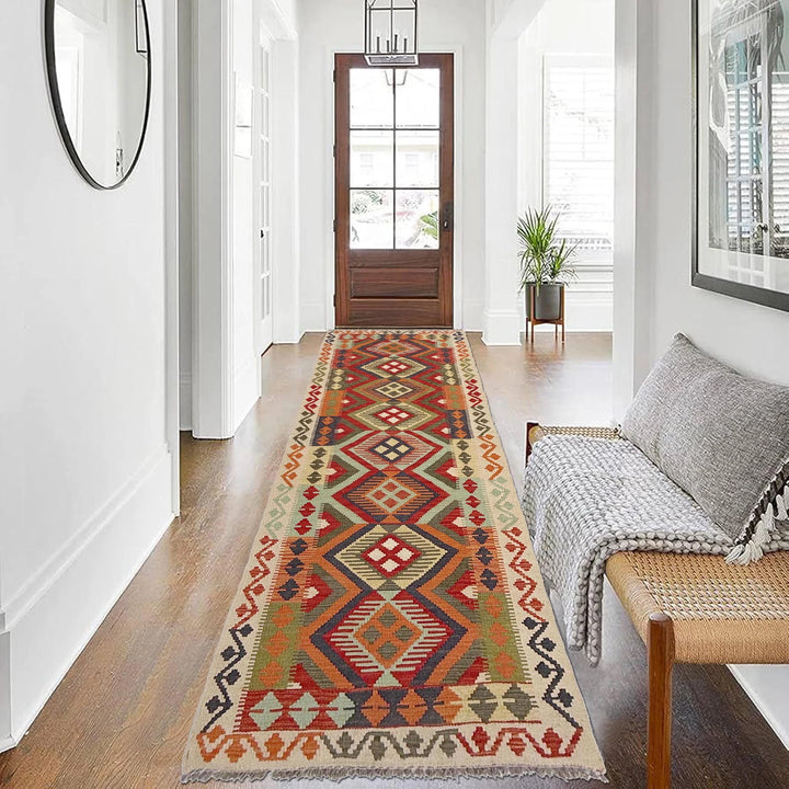 Afghan Vegetable Kilim Rug 2' 7" x 9' 6" Flat-Weave | No. AL97809