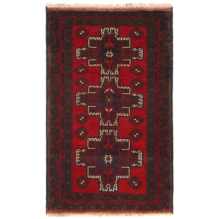 Afghan Baluchi Rug 3' 1" x 4' 11" Hand-Knotted | No. AL97829