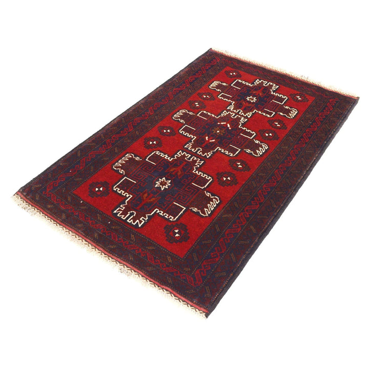 Afghan Baluchi Rug 3' 1" x 4' 11" Hand-Knotted | No. AL97829