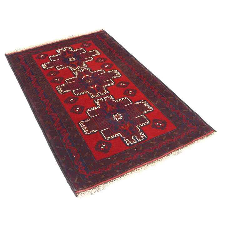 Afghan Baluchi Rug 3' 1" x 4' 11" Hand-Knotted | No. AL97829