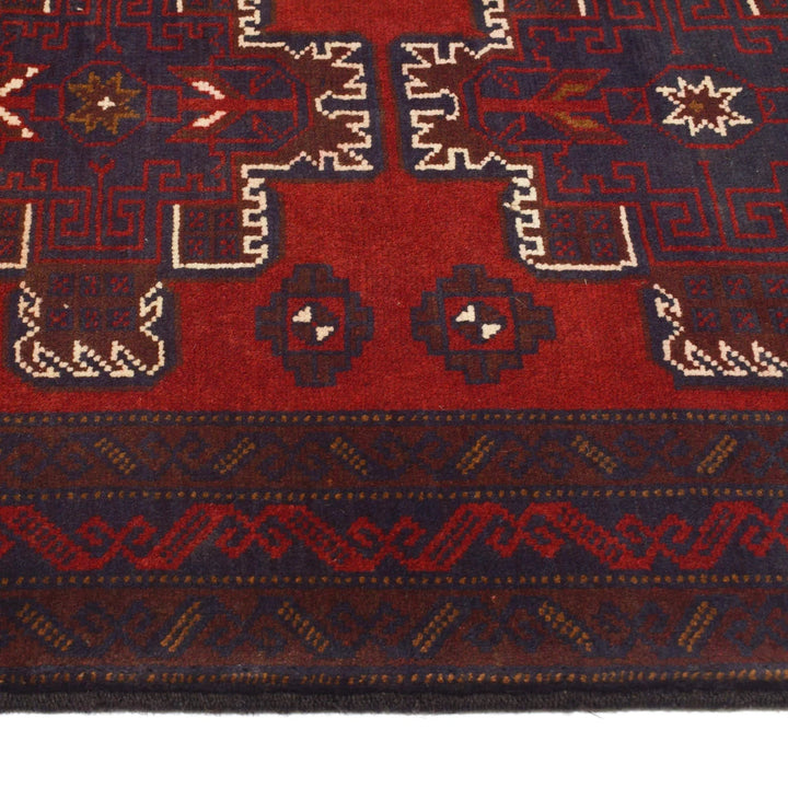 Afghan Baluchi Rug 3' 1" x 4' 11" Hand-Knotted | No. AL97829