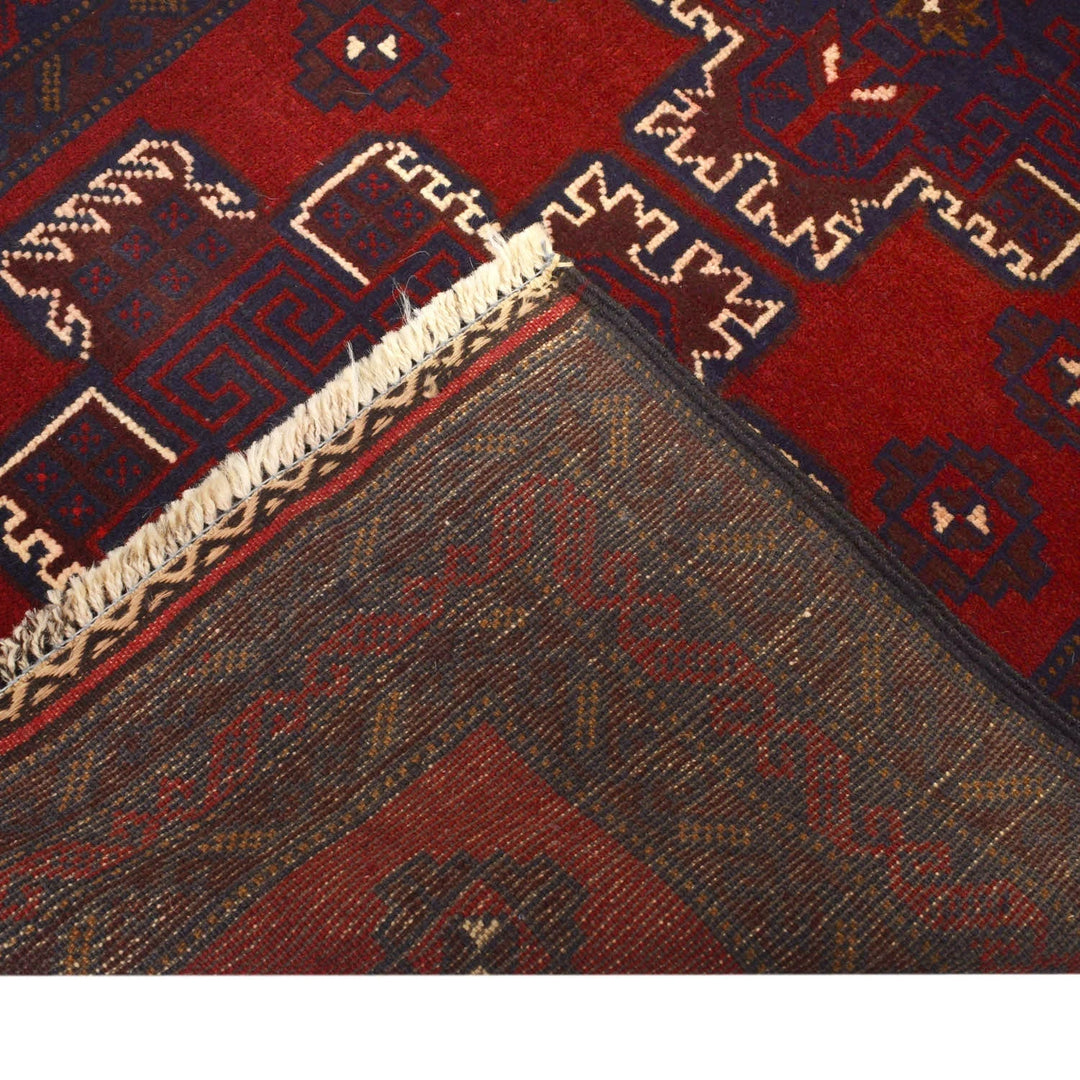Afghan Baluchi Rug 3' 1" x 4' 11" Hand-Knotted | No. AL97829