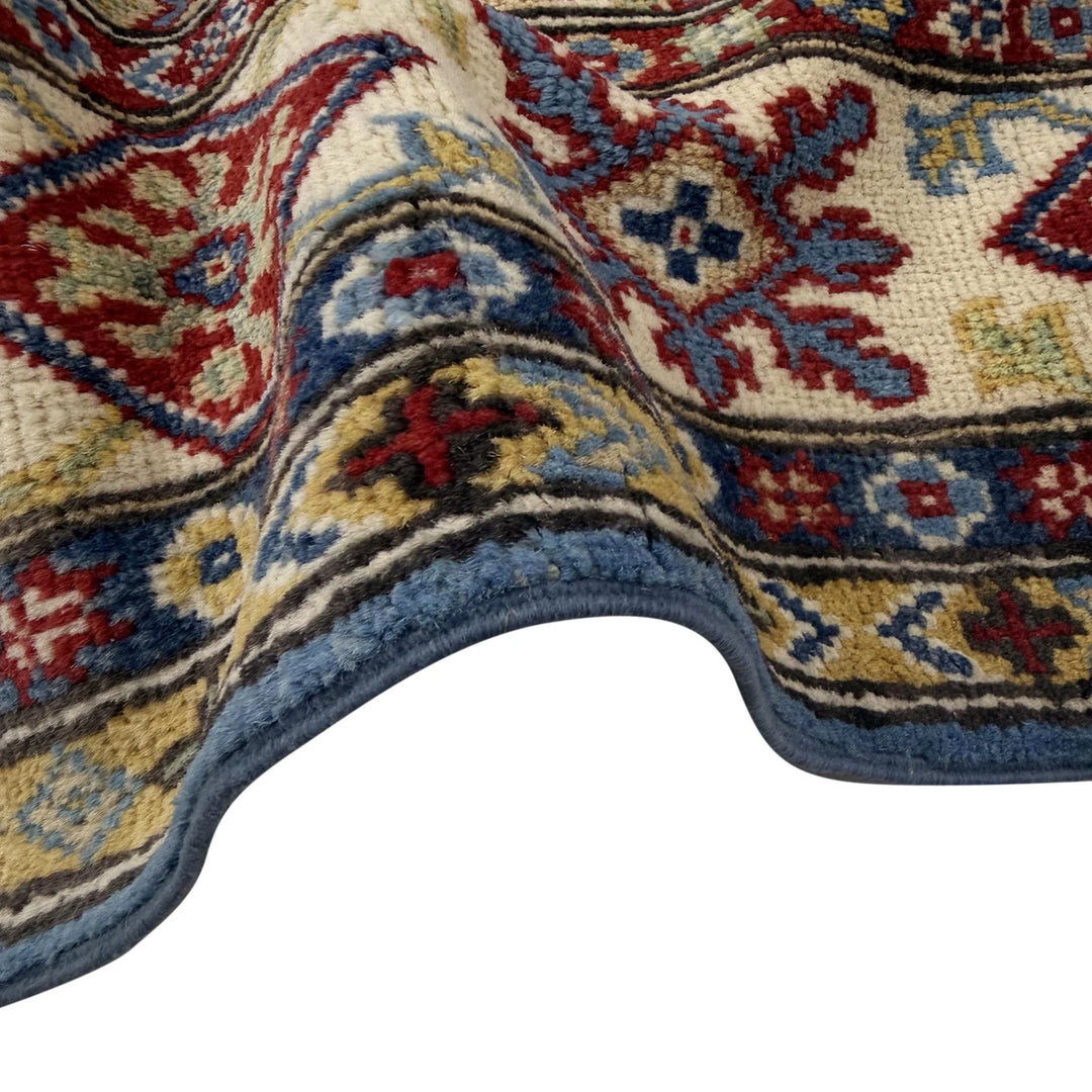 Blue Afghan Kazak Rug 5' 8" x 7' 11" Hand-Knotted | No. AL97866