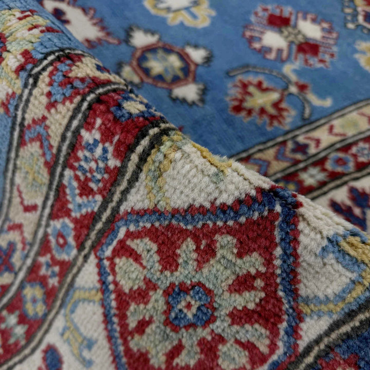 Blue Afghan Kazak Rug 5' 8" x 7' 11" Hand-Knotted | No. AL97866
