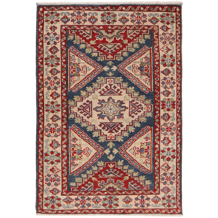 Afghan Kazak Rug 3'2" x 4'8" Hand-Knotted | No. AL97868