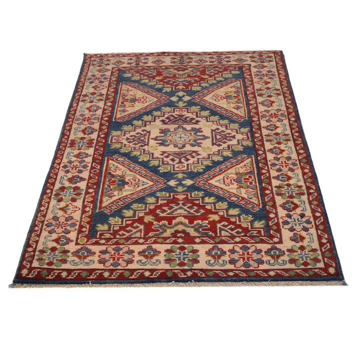 Afghan Kazak Rug 3'2" x 4'8" Hand-Knotted | No. AL97868