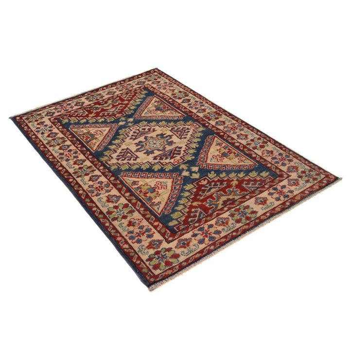 Afghan Kazak Rug 3'2" x 4'8" Hand-Knotted | No. AL97868