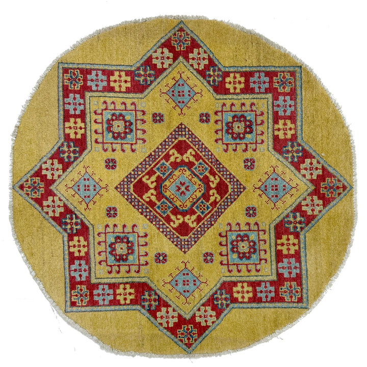Afghan Kazak Rug 3' 2" x 3' 3" Hand-Knotted | No. AL97938