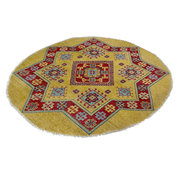Afghan Kazak Rug 3' 2" x 3' 3" Hand-Knotted | No. AL97938