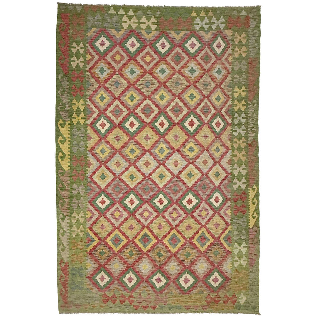 Afghan Kilim Rug 6' 7" x 9' 9" Flat-Weave | No. AL97948